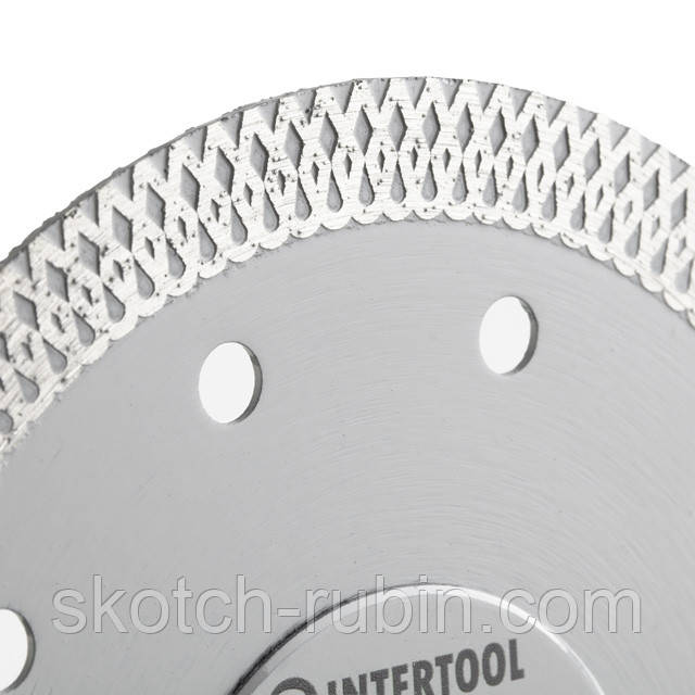 Диск відрізний алмазний, з суцільною кромкою, по керамограніту, 125 мм, 36%, 12200 об/хв INTERTOOL CT-3102