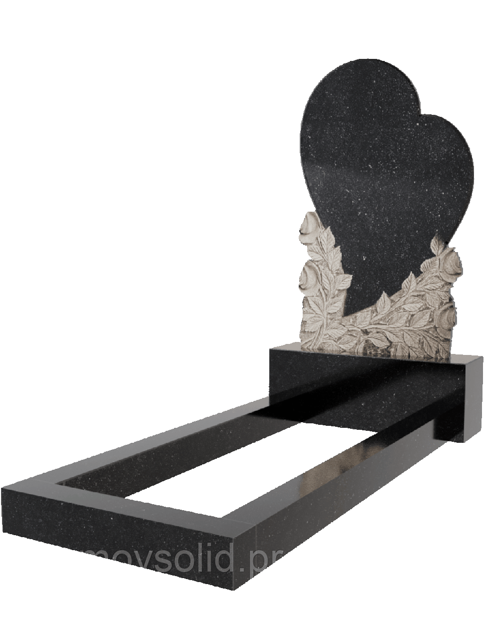 Базовий гранітний пам'ятник одинарний габбро 100 см - стела, тумба, комплект квітника К 139