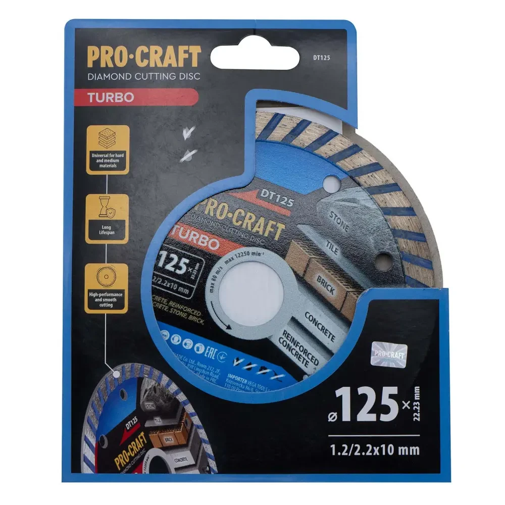Алмазний диск 125×2.2×22.23 мм по керамограніту Procraft DT125
